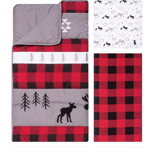 Lumberjack Moose 3 Piece Crib Bedding Set - Picture 2 of 2